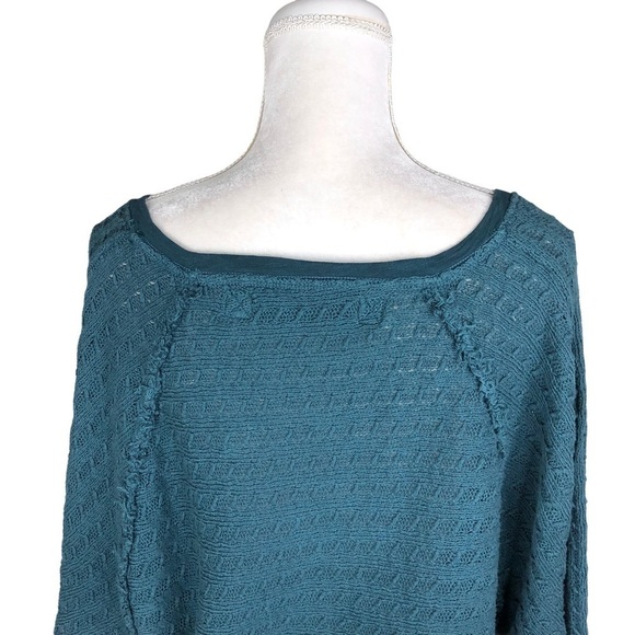 Free People teal open-weave slouchy dolman sweater scoop neck We the Free XS - Picture 6 of 14